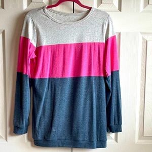 𝅺🌟Women Long Sleeve Color Block Sweater Shirt - Sz L